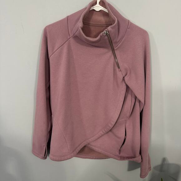 Athleta Cozy Karma Asym Pullover Sweatshirt w/ Zipper Upper Size XS Mauve - Picture 1 of 11